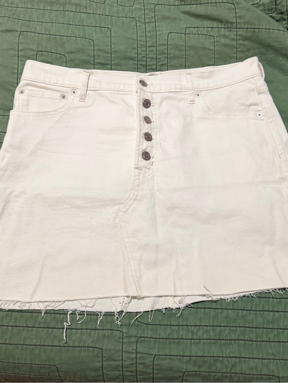 Gap White Denim Button-Front Mini Skirt